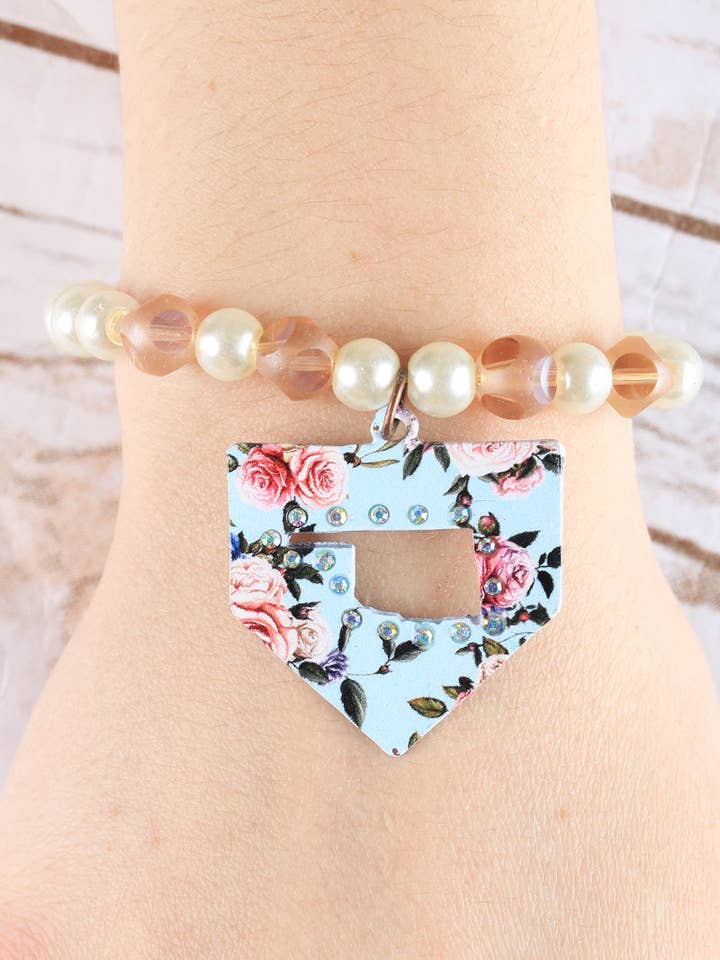 Light Blue Floral Oklahoma Bracelet, Copper for wholesale by GRACE+EMMA by Southern Grace