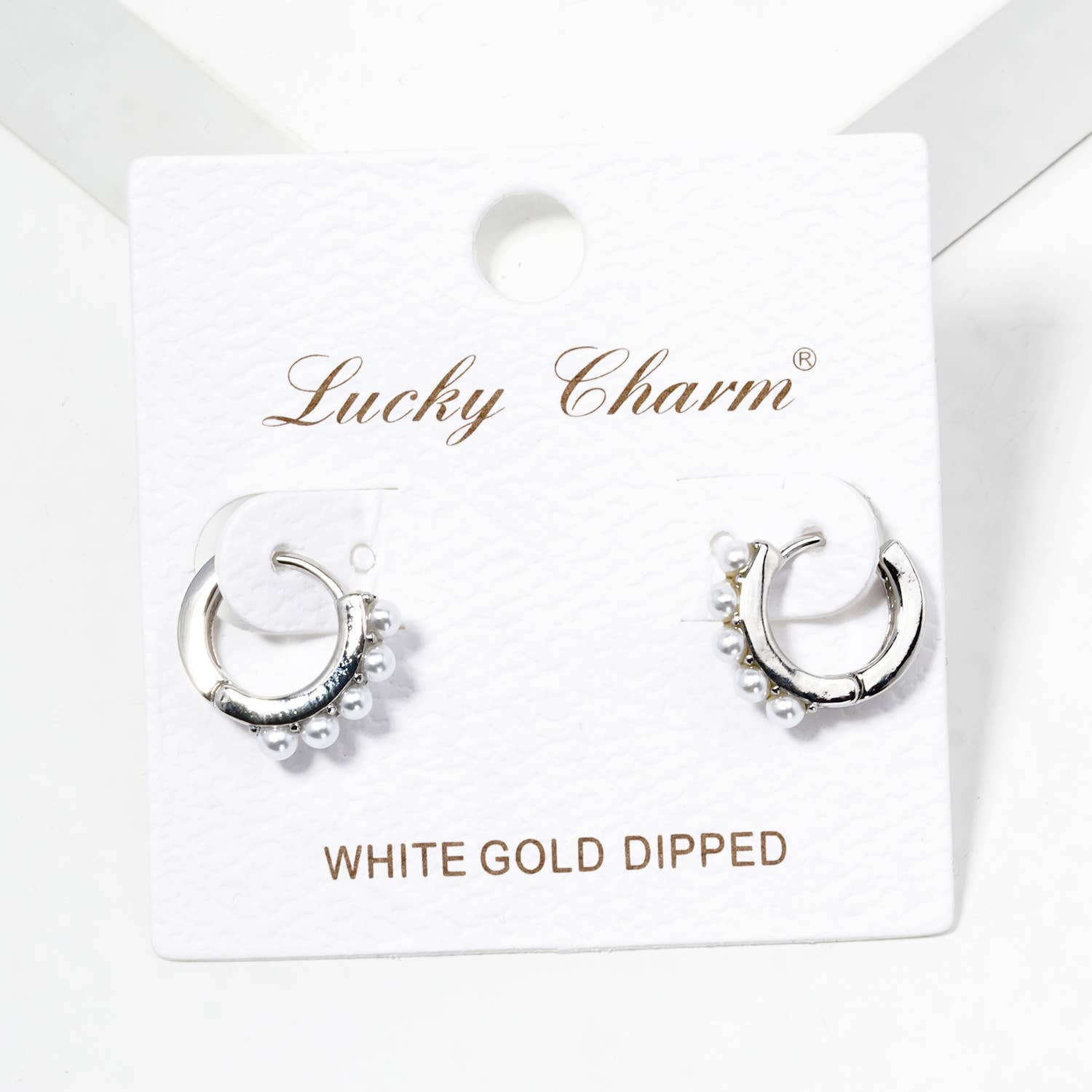 Verita Lane - Wholesale Huggie Earrings - 18k Gold Dipped Pearl Beaded 10mm Dainty Huggie Hoop3