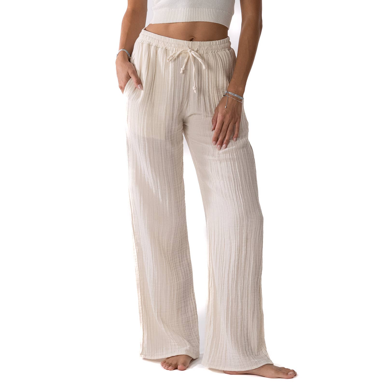 Lotus and Luna - Wholesale Pants - Women's - Cream Cabana Pants