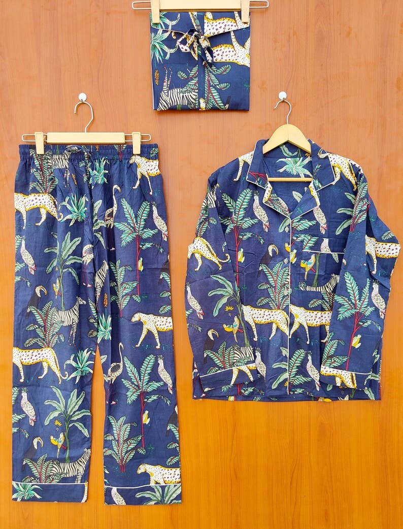 bhavnas boutique – Conjunto de pijama - Mulher por atacado – Casaco de Noite em Algodão, Presente para o seu Conjunto de Pijama de Dama de Bridesma