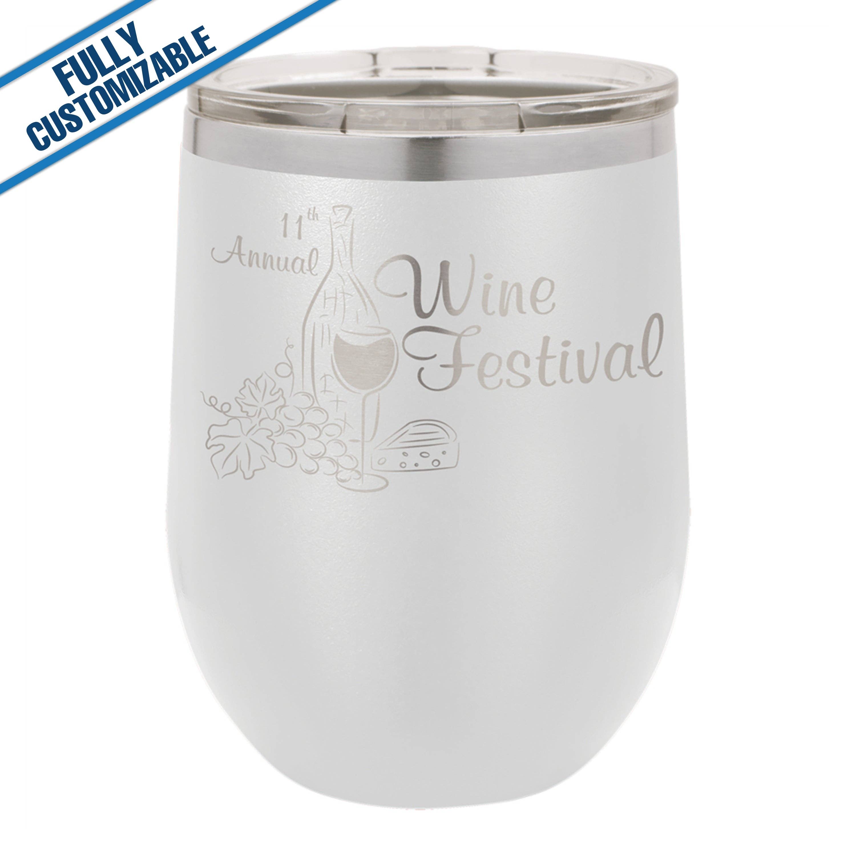GiftWorksPlus - Vente Gourde/bouteille isotherme - 12 oz. Gobelet à vin gravé sans pied entièrement personnalisable13