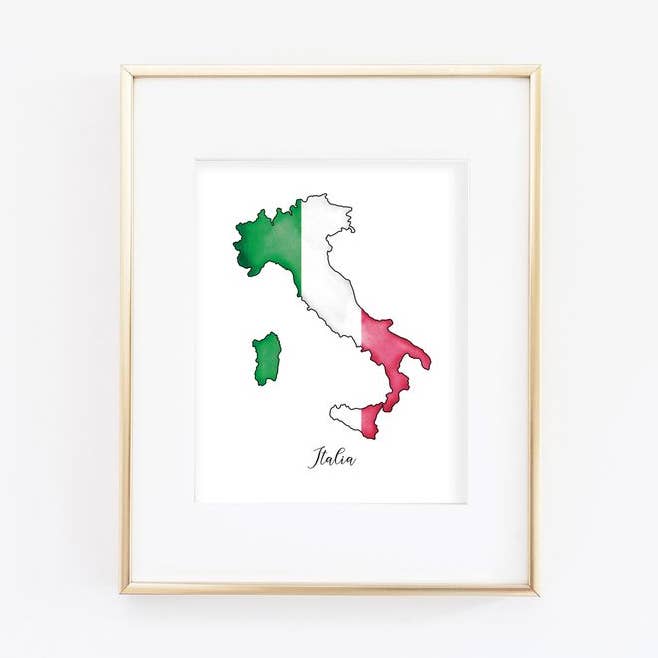 Tricolor Watercolor Italy Art Print for wholesale by Slate + Brush Design Studio