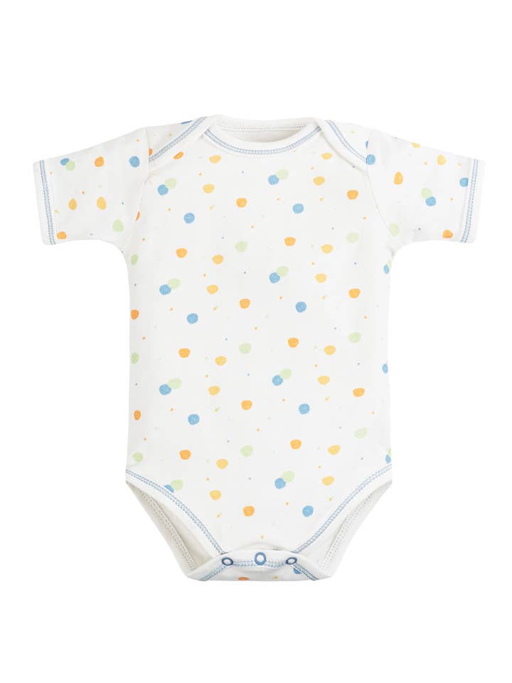 Combinaison/Body, manches courtes, pois bleus pour la vente par Under the Nile