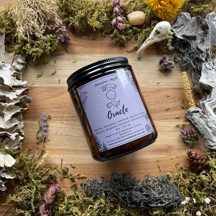 Moonstone and Myth - Wholesale Jar/filled candle - Oracle, 100% soy wax scented candle3