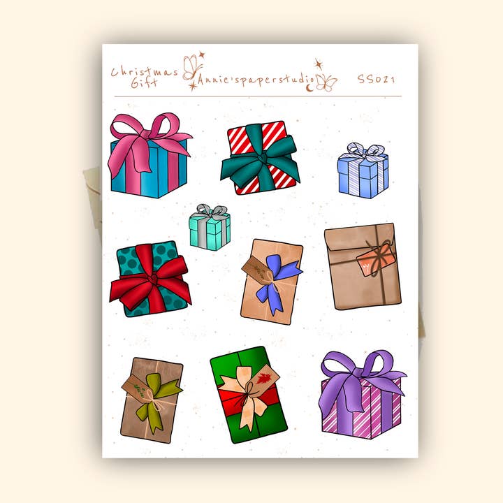 Hoja de pegatinas de regalo de Navidad para venta al por mayor de Annie's paper studio