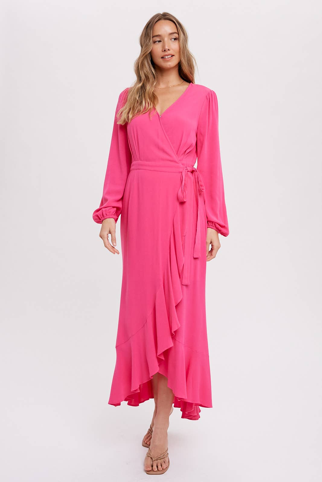 Bluivy – wholesale Dress – Women's – RUFFLE HEM MAXI WRAP DRESS30