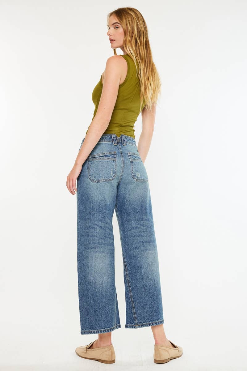 MEDIO JEANS A VITA MEDIA LARGA A GAMBA DRITTA APERTA-KC2610M in vendita all'ingrosso su Faire4