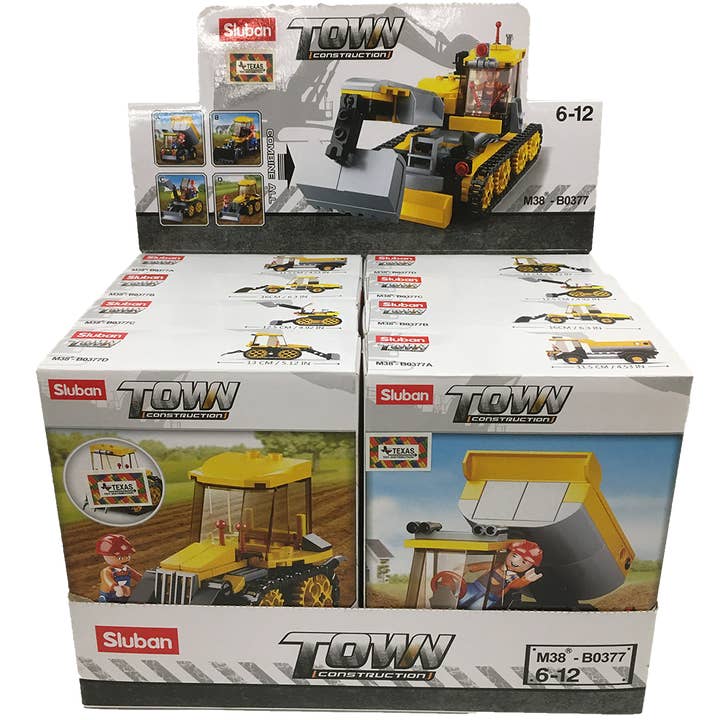 Texas Toy Distribution – Großhandel Verkaufsdisplay – Kind & Baby – 4-in-1 Bau-Traxcavator Baustein-Display-Set