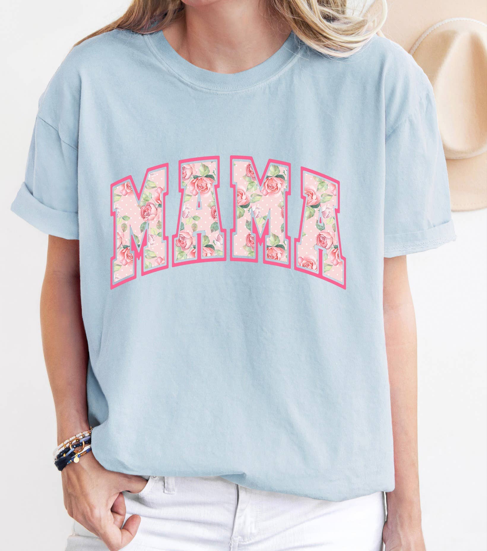 Not So Plain Jane Tshirts - Venta al por mayor Camiseta estampada - Mujer - Camiseta cómoda Floral Mama Varsity3