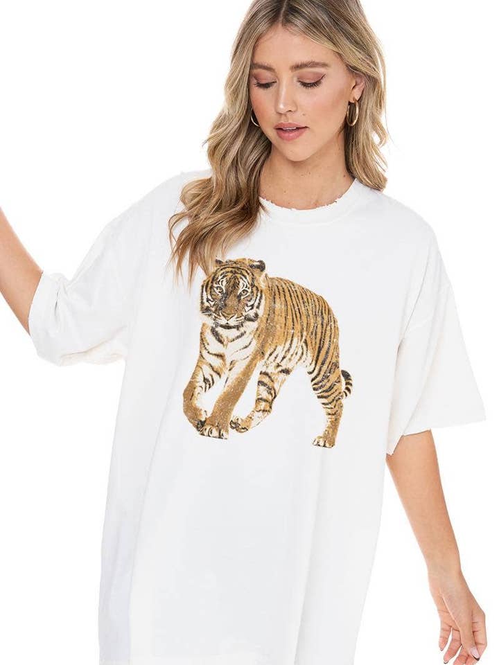 Vintage Tiger Oversized Graphic Top for wholesale by Foryeri