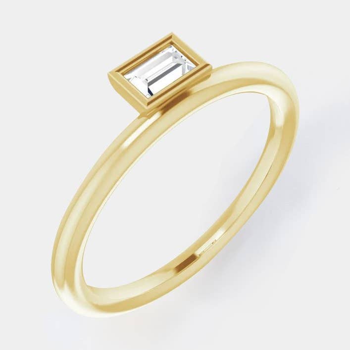 🪐 OFF SET BAGUETTE DIAMOND RING for wholesale by Hey Babe LA