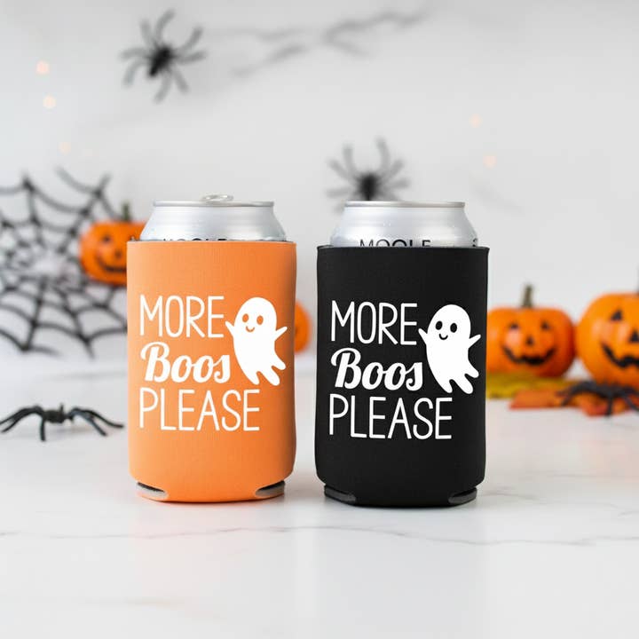 More Boos Please, Halloween Can Coolers, Ghost Can Coolers for wholesale by GiftsbyPR