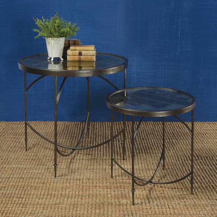 HomArt - Wholesale Side Table - Carrefour Mirrored Side Table - Antique Nickle & Mirror