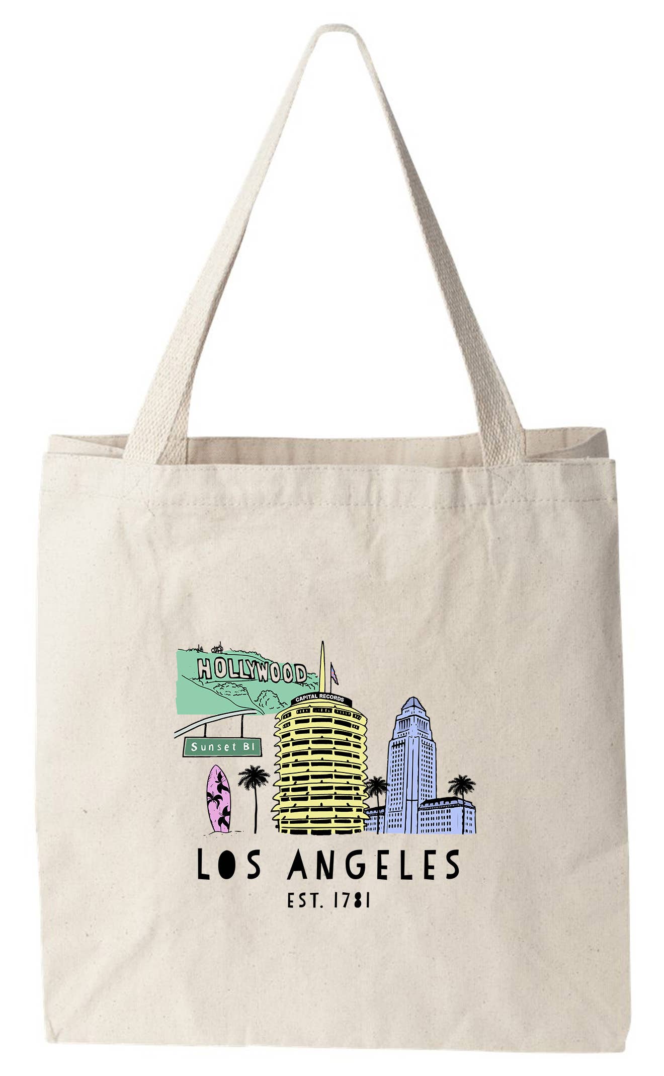 Moonlight Makers - Vendita all'ingrosso Borsa tote - Unisex - Los Angeles, CA Skyline - Borse a tracolla colorate - LA, LAX