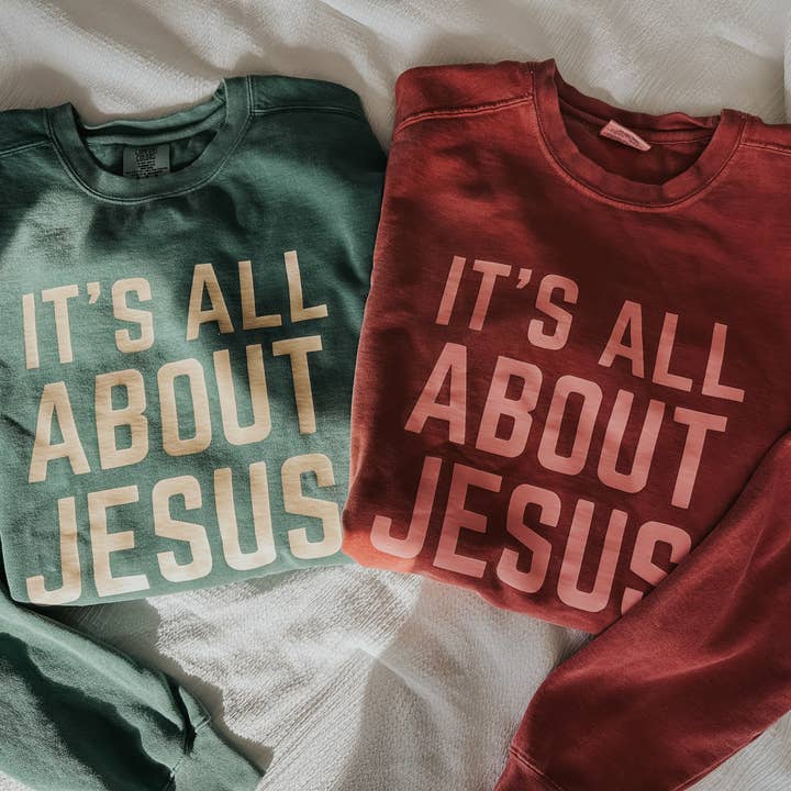 Little & Brave - Wholesale Graphic Sweatshirt - Women's - Christian Christmas Women Sweatshirt - It's All about Jesus