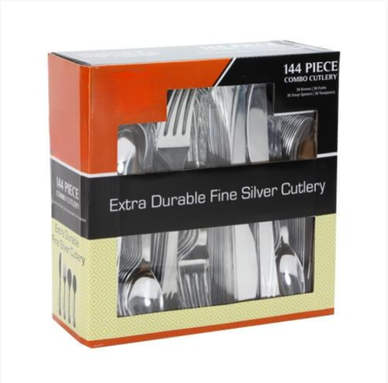 EcoQuality - Wholesale Assorted Cutlery Set - Polished Silver Combo Boxed Set – Disposable and Reusable0