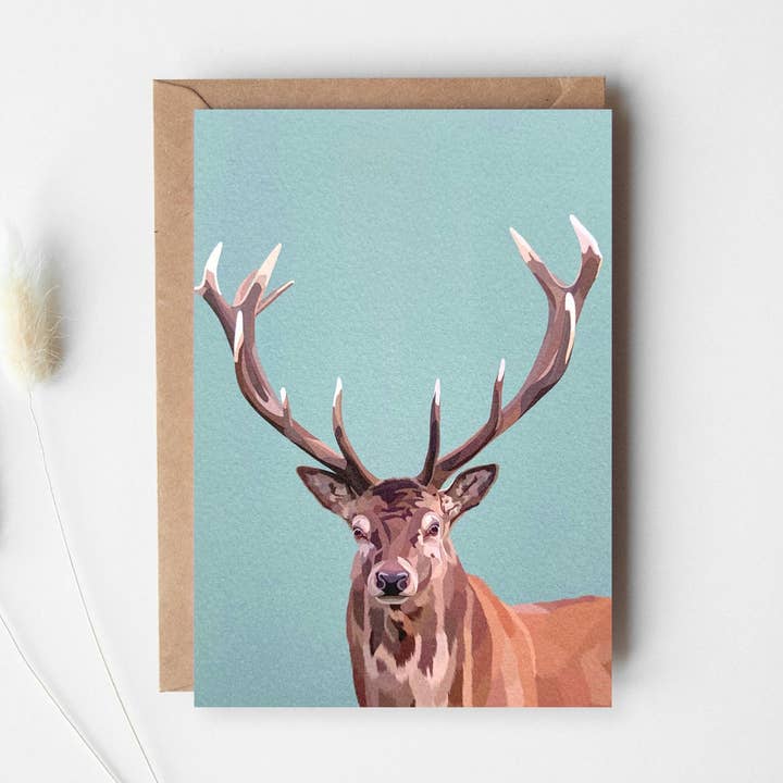 Stag Card - Red Deer Stag - Birthday Card - Woodland Animal for wholesale by Arch & Ivy