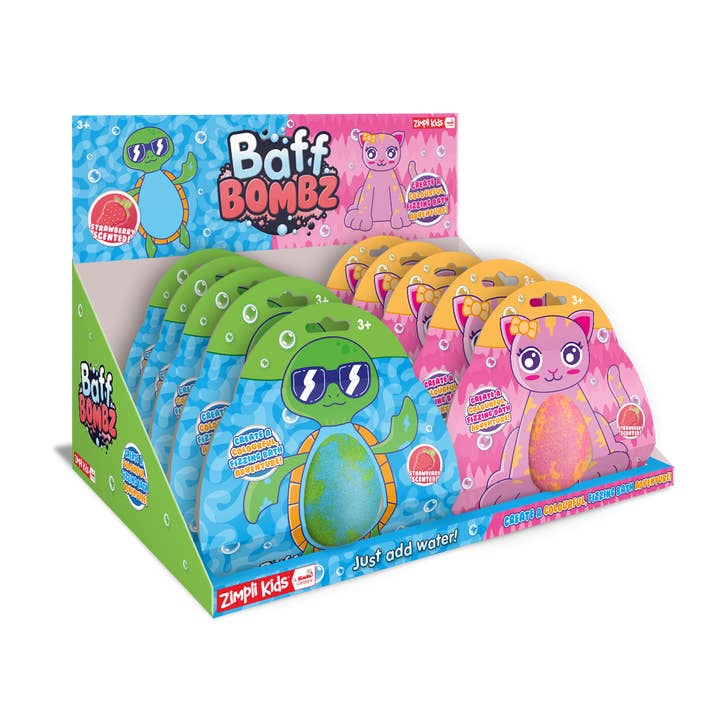 Zimpli Kids - Wholesale Bath Bomb/Fizz - Zimpli Large Cat & Turtle Baff Bombz - Colourful Bath Bomb