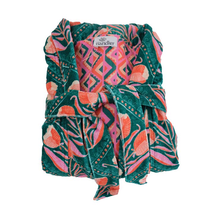 Velvet Robe:  Reversible Cotton Duster - Winnie for wholesale by Handker Bandanas