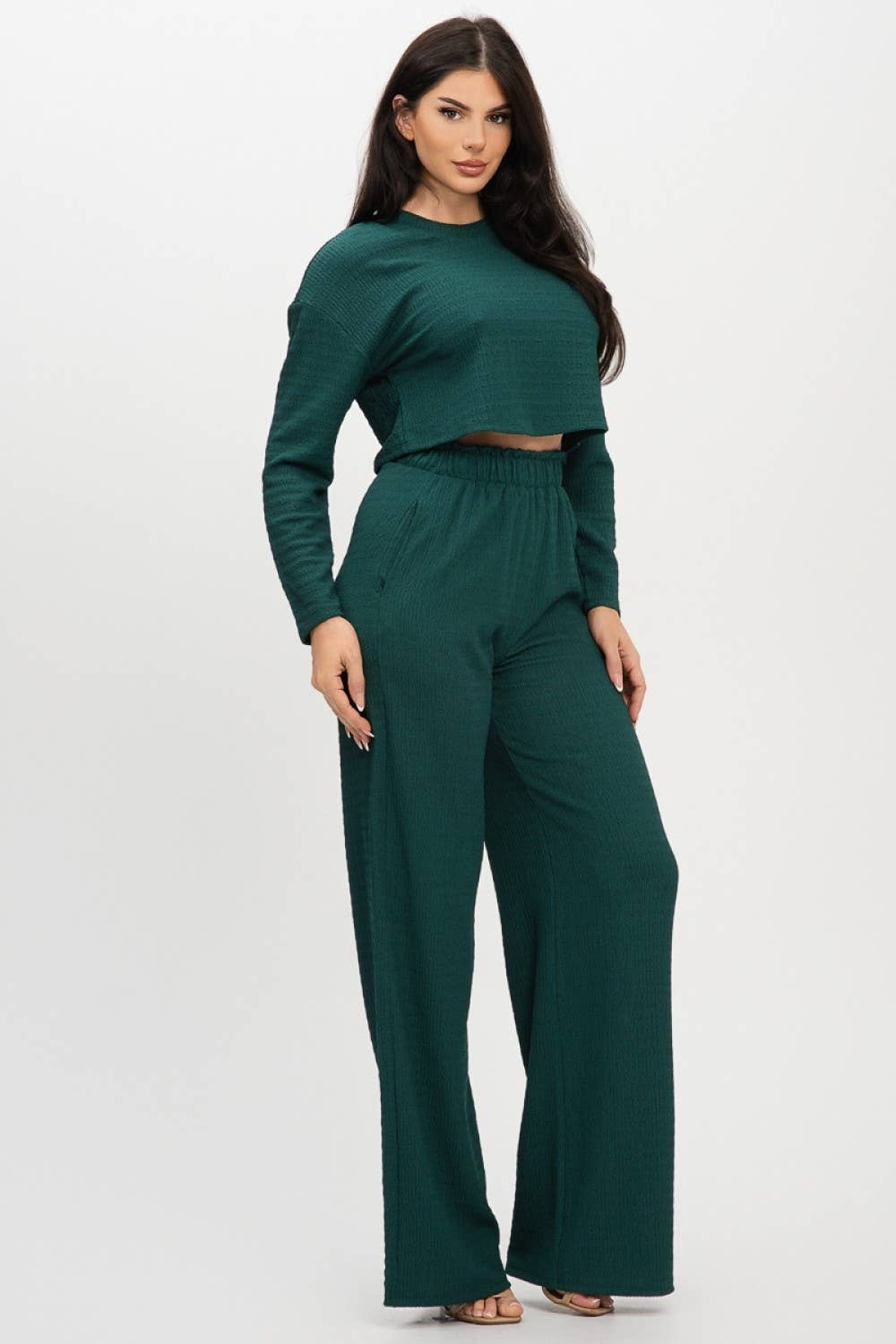 J2 FASHION – wholesale Set med topp och byxa – Dam – Jacquard Bubbel Jersey Byxset2