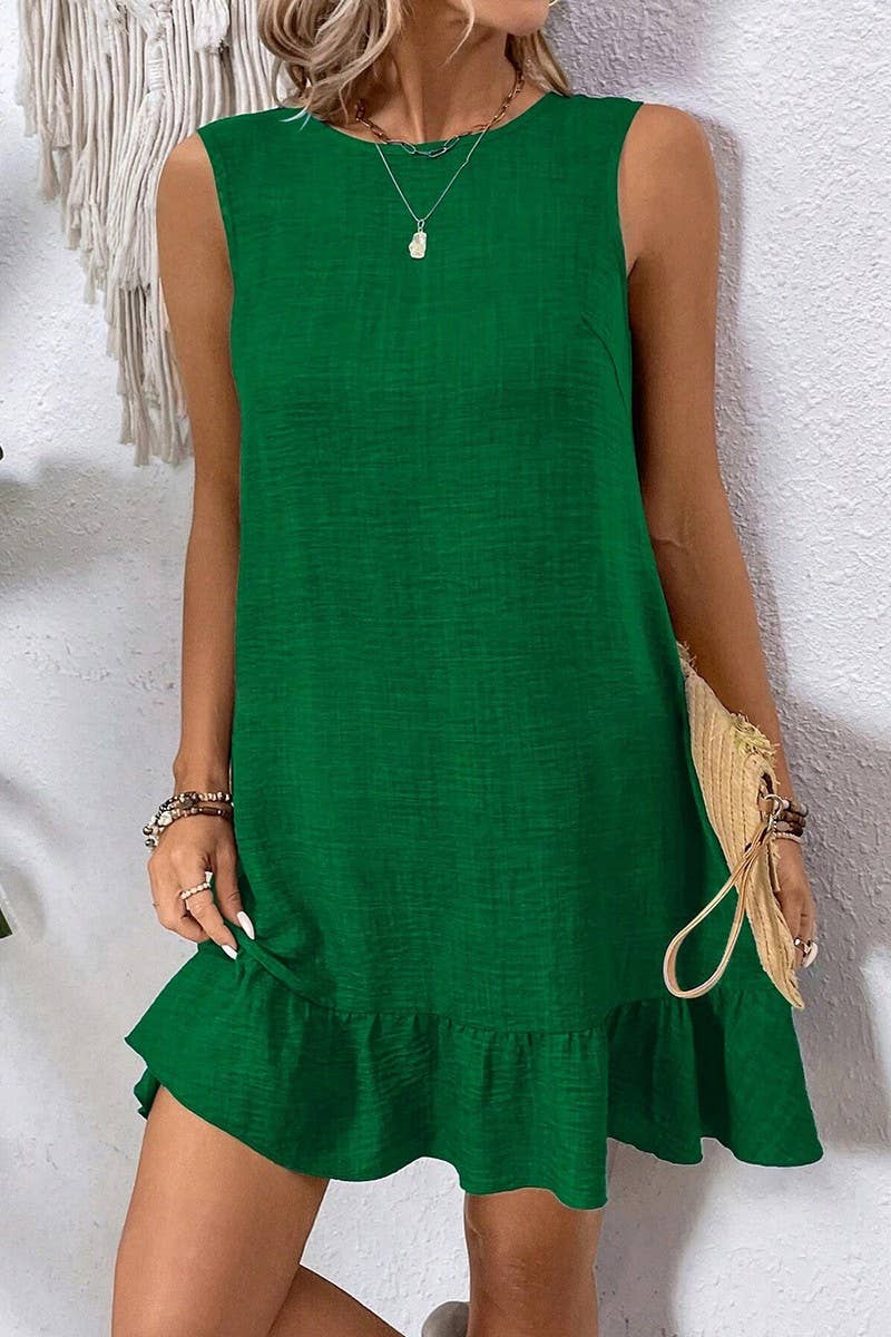 NINEXIS - Wholesale Dress - Women's - CWDSD7142_RUFFLED SLEEVELESS CASUAL TANK DRESS11