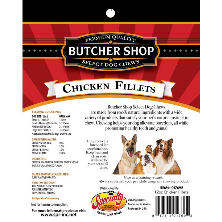 Lovin Tenders - Wholesale Pet Treats - Dog - Butcher Shop Chicken Fillets USA, 12 oz