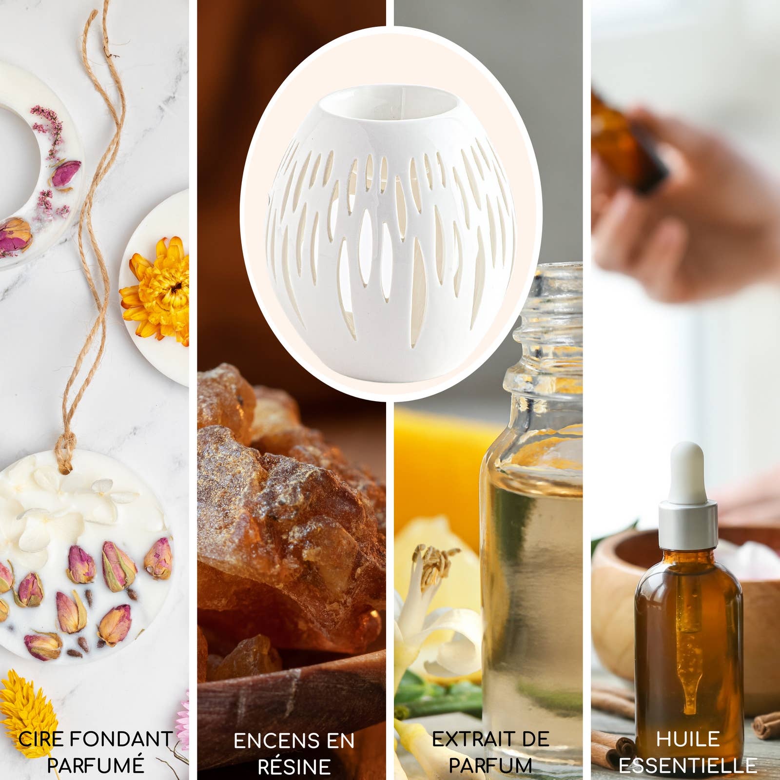 Zen'Arôme - Vente Diffuseur de parfum chauffant - Bruleur huile et cire parfumée en céramique Ovali Blanc2