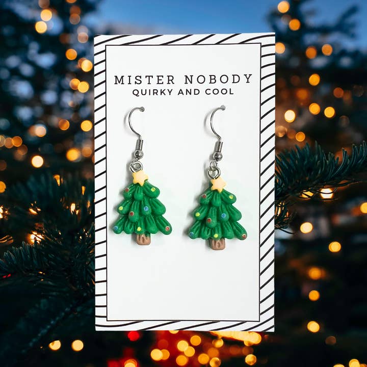 Weihnachtsbaum mit Stern Mini-Ohrringe für den Großhandel von Mister Nobody