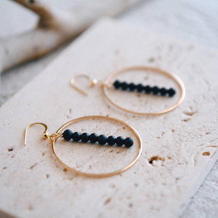 Cecelia Designs Jewelry - Wholesale Dangle Earrings - Gemstone and Gold Plated Drop Hoop Earring 6