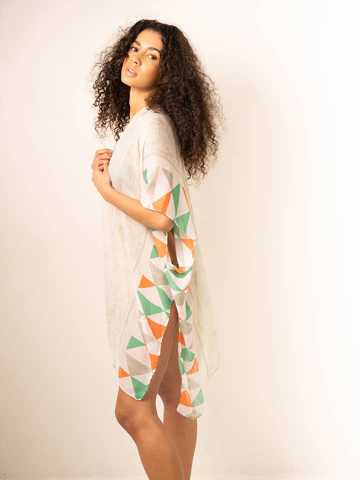 Belle Com'Elle - Wholesale Poncho - Women's - Geometric Design Lightweight Open Beach Poncho/PL24898