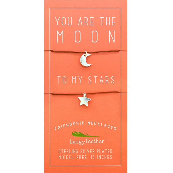 Friendship Necklace - Silver - MOON/STARS for wholesale by Lucky Feather
