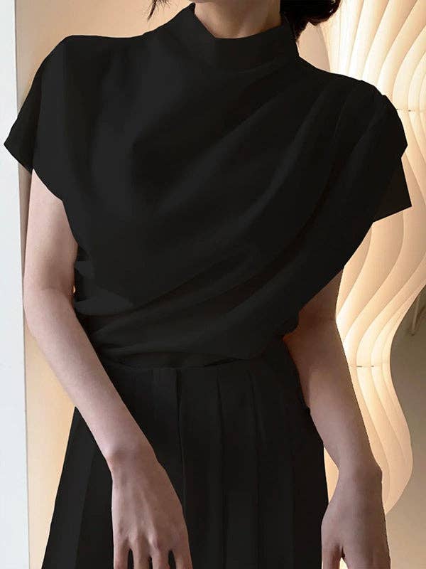 Plush Looks - Wholesale Blouse - Women's - Urban Solid Color Short Sleeve T-Shirt Top6