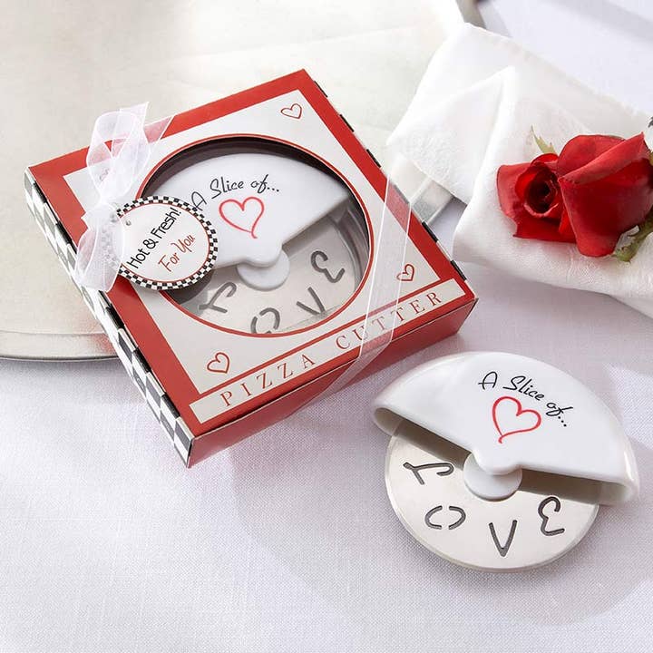 Kate Aspen - Wholesale Pizza Wheel - A Slice of Love Stainless-Steel Pizza Cutter in Miniature Pizza Box