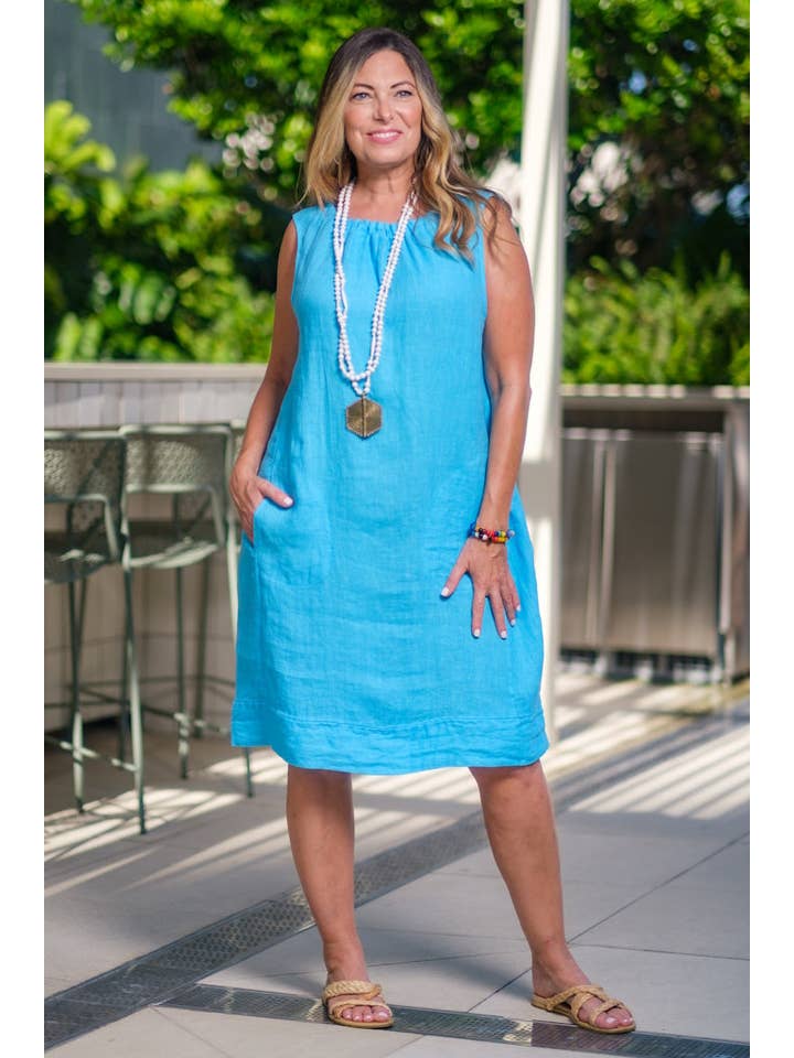 TINA Stephens Italy/Tees By Tina - Wholesale Dress - Women's - Devin Linen Shift Dress (DT119)