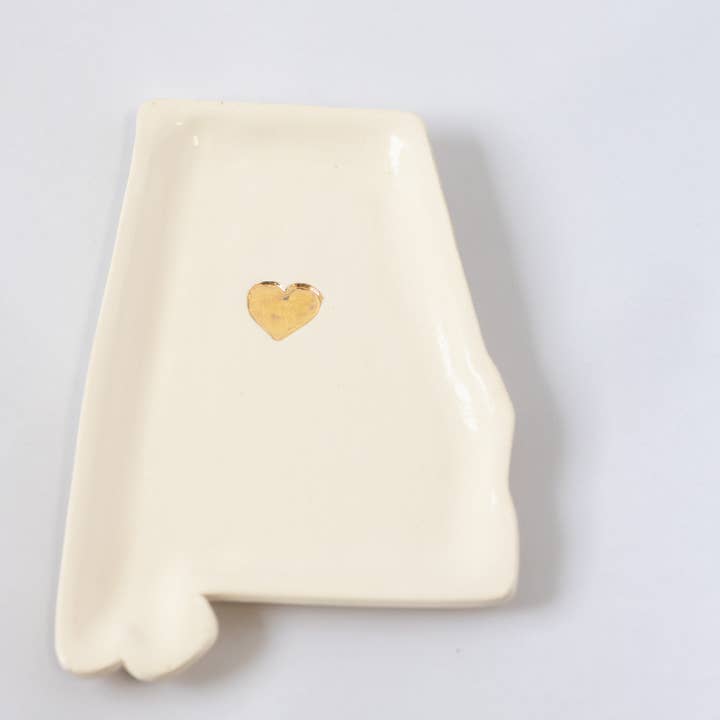 Plato de Estado Personalizado con Detalle de Corazón Dorado para venta al por mayor de Prodigal Pottery