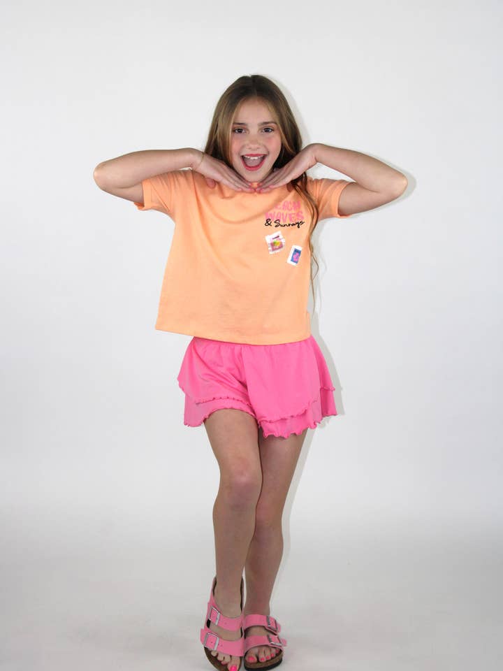 Paper Flower - Wholesale T-Shirt - Kids - Beach waves & sunrays shirt - TWEEN GIRLS