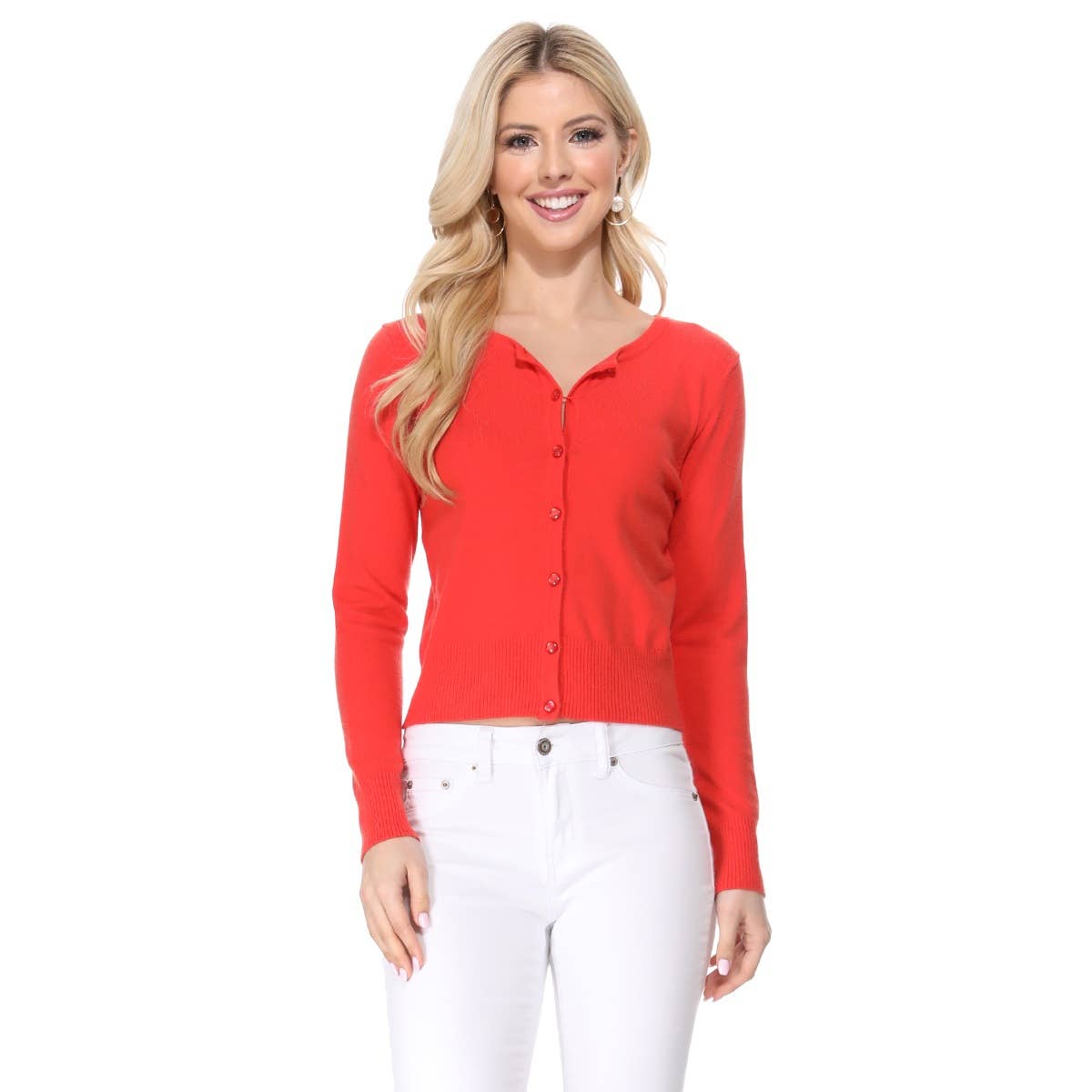 Mak – Großhandel Strickjacke – Damen – Mak Kurz geschnittener Langarm-Pullover mit Rundhalsausschnitt MK550210