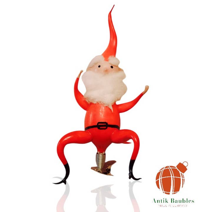 Free Blown Elf “Clang” 6 in clip on- Antik Baubles Christmas Ornament for wholesale by Timothy De Clue Collection