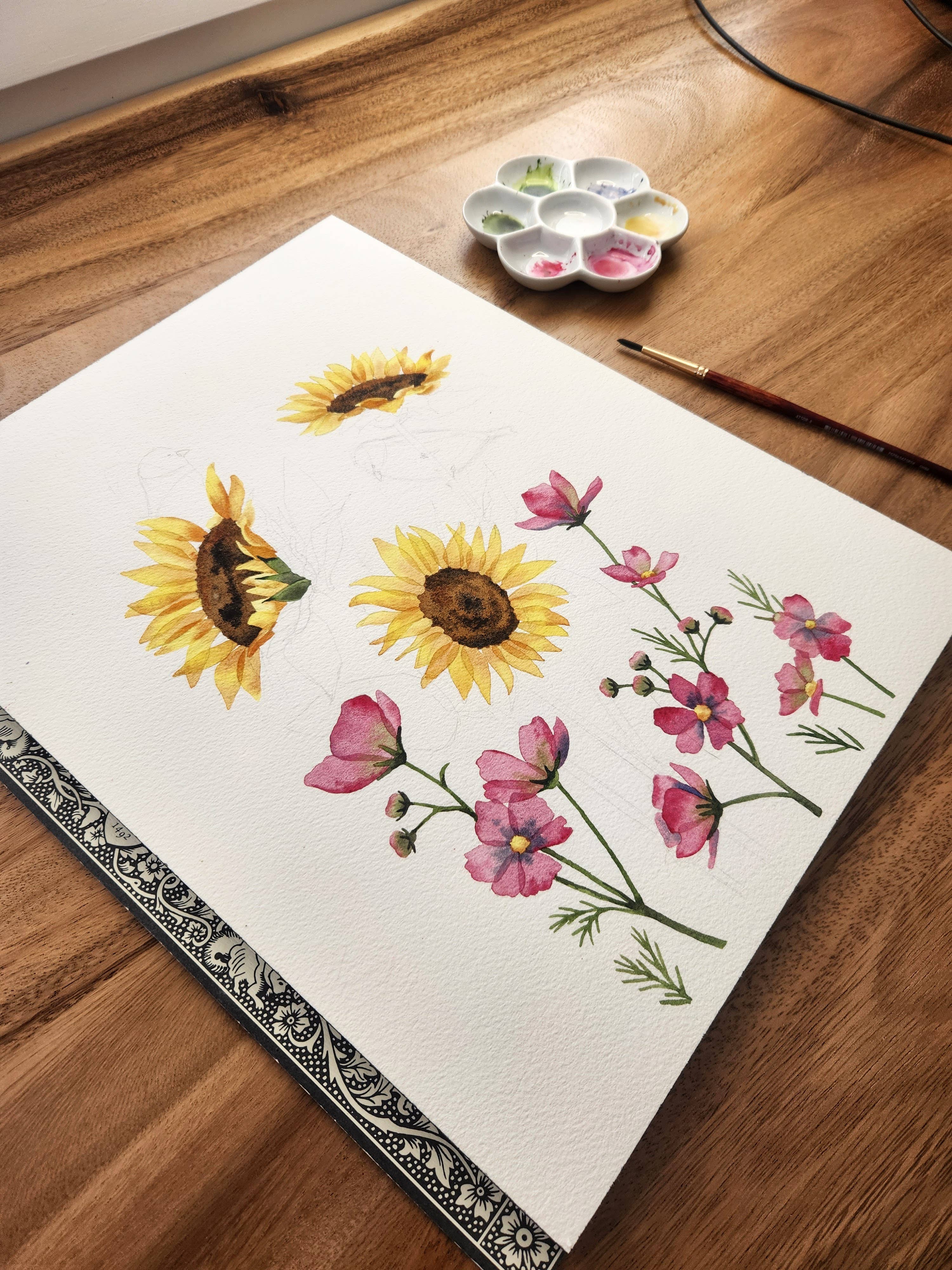 Papermill Creative - Wholesale Art Print - Sunflowers & Songbirds watercolor art print4