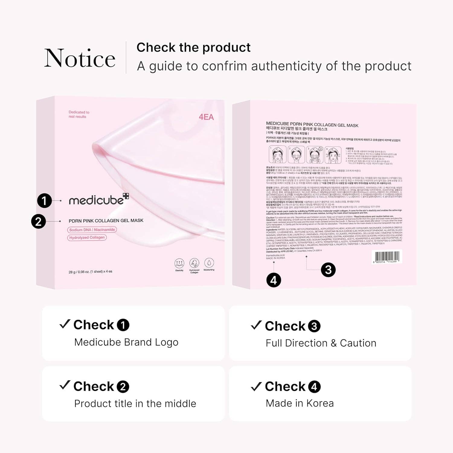 MEHIAZ - Wholesale Skincare Face Mask - Medicube Salmon DNA Pink Collagen Gel Mask 4pcs1
