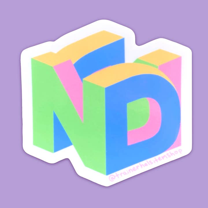 Neurodivergent 64 Retro Video Game Sticker | Neurodiversity for wholesale by Trainer Hal’s Item Shop