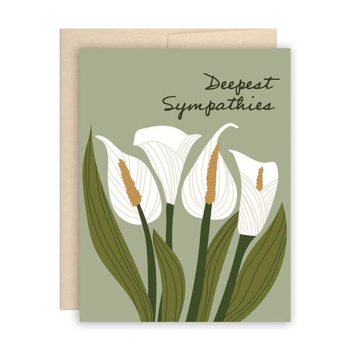 Calla Lillies Deepest Sympathies Condolence Greeting Card for wholesale by The Beautiful Project