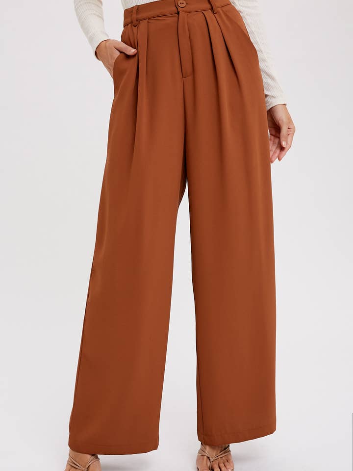 CALÇA DE PERNA LARGA PINTUCK por atacado de Bluivy