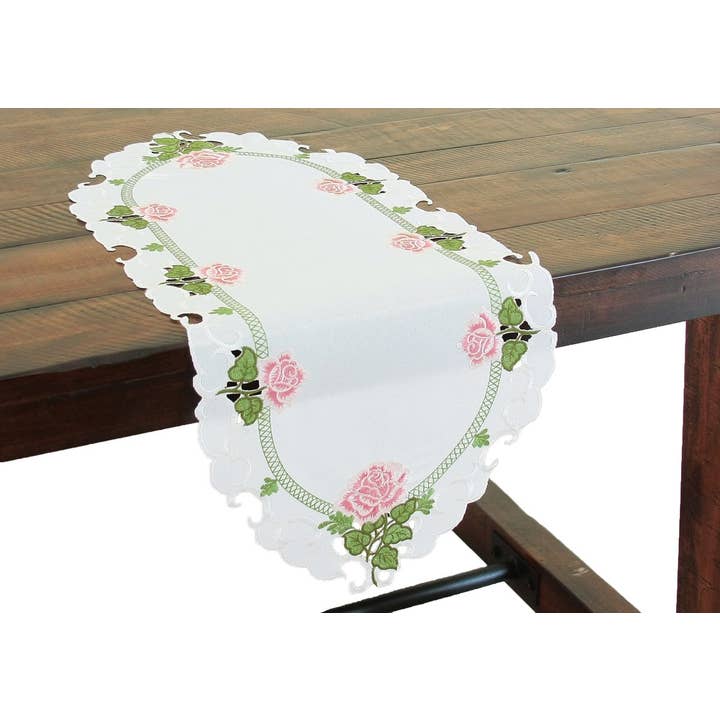 Sommer Rose Broderet Cutwork Spring Bordløber for engroshandel hos Xia Home Fashions & Manor Luxe