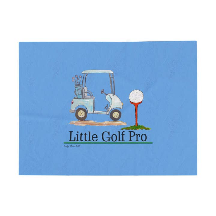Velveteen-Plüsch-Golfcart-Babydecke mit Golfprofi-Design für den Großhandel von Carolyn Altman Art / Glory Bee Baby