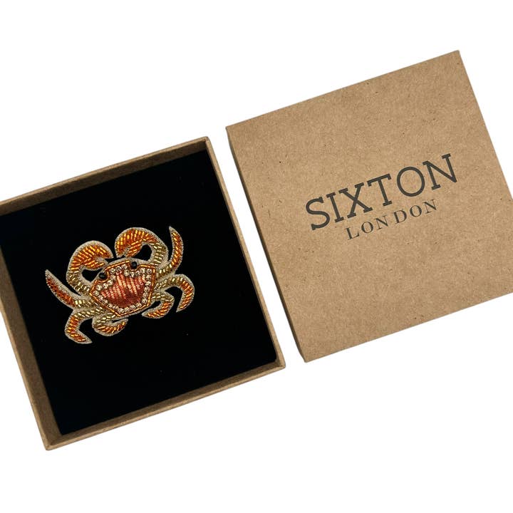 Sixton London - Wholesale Brooch - Crab embroidered brooch / pin