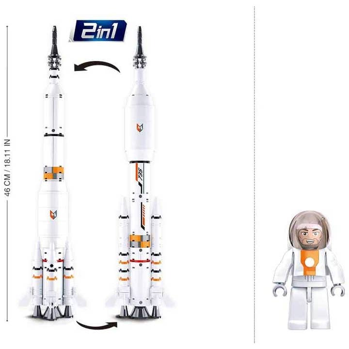 Texas Toy Distribution - Wholesale Building Set - Kids - Space Saturn Rocket/Long March Rocket Building Brick Kit