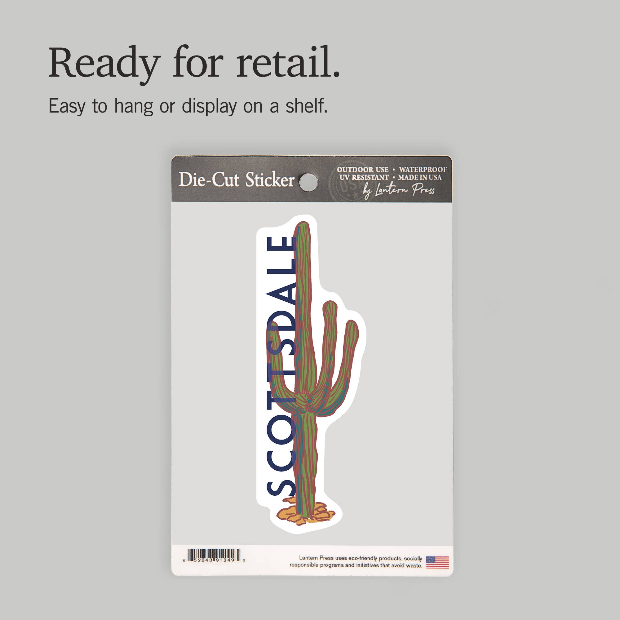 Lantern Press - Vendita all'ingrosso Adesivo - ADESIVI Scottsdale, Arizona, Cactus, Icona8