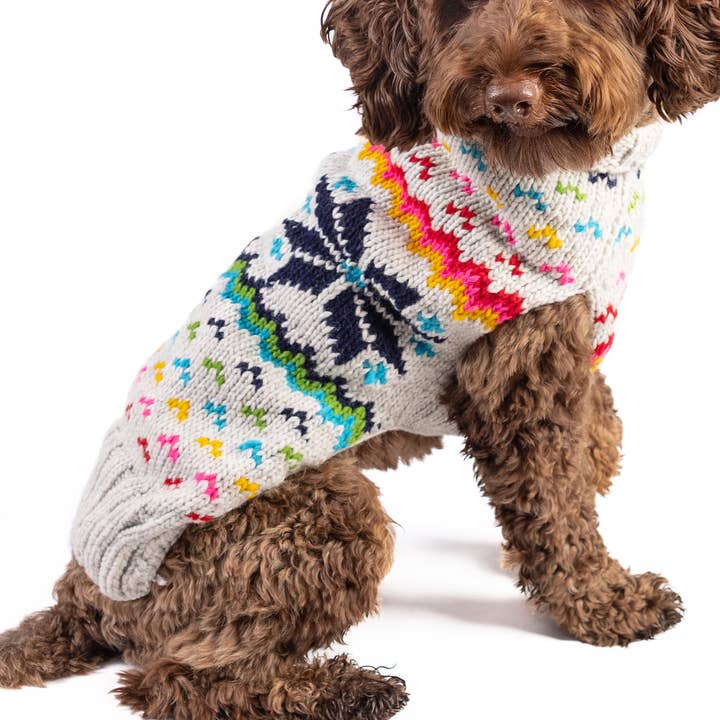 Rainbow Snowflake Dog Sweater for wholesale by CHILLY DOG LLC