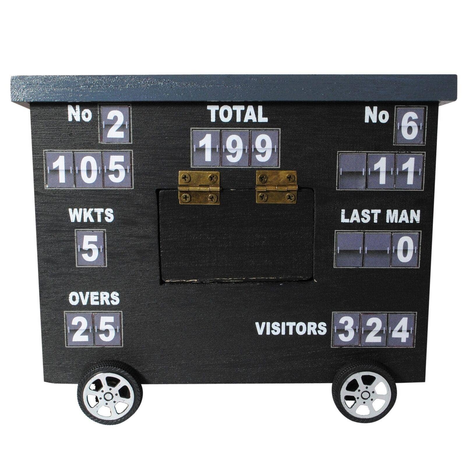 SPORTGIFTZ – wholesale Desk organiser – Cricket Scoreboard Desk Tidy | Authentically Designed | Store Phones & Stationery | Personalise Scores | Ideal for Cricket Enthusiasts | Gray, Wood4